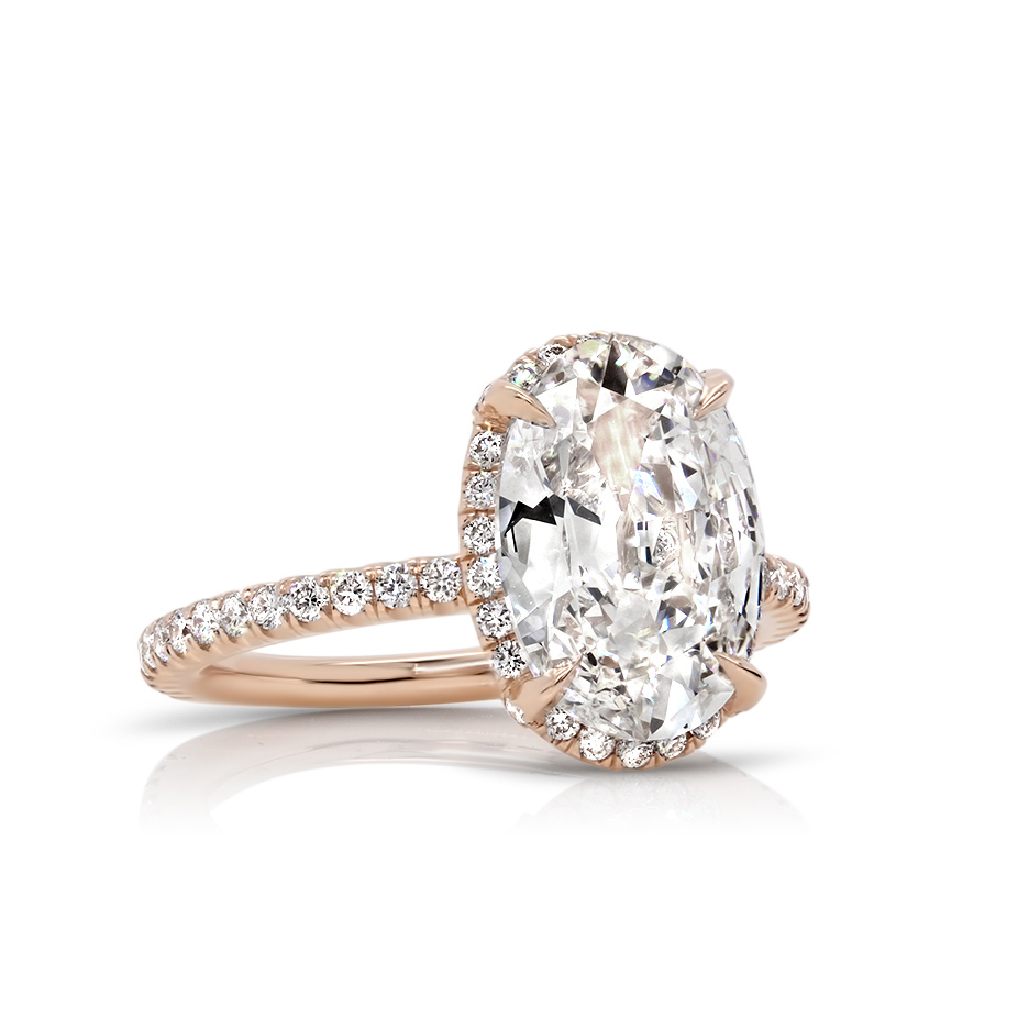 David Alan oval and rose gold engagement ring 