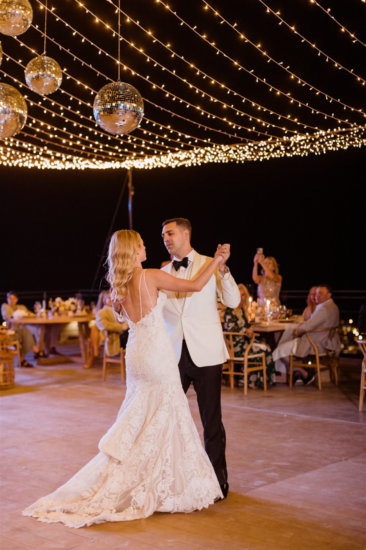 disco ball and twinkle light first dance