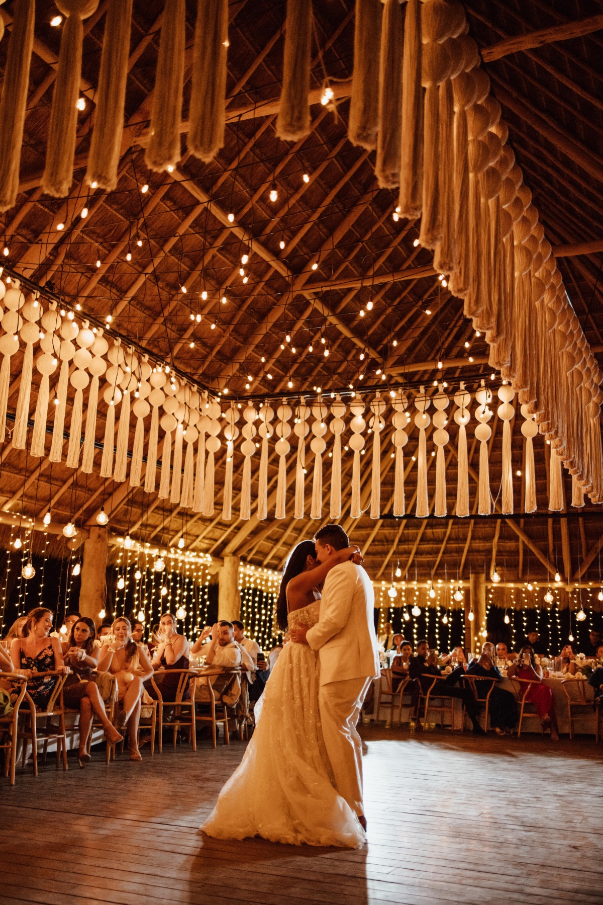 first dance at beach wedding in outdoor venue