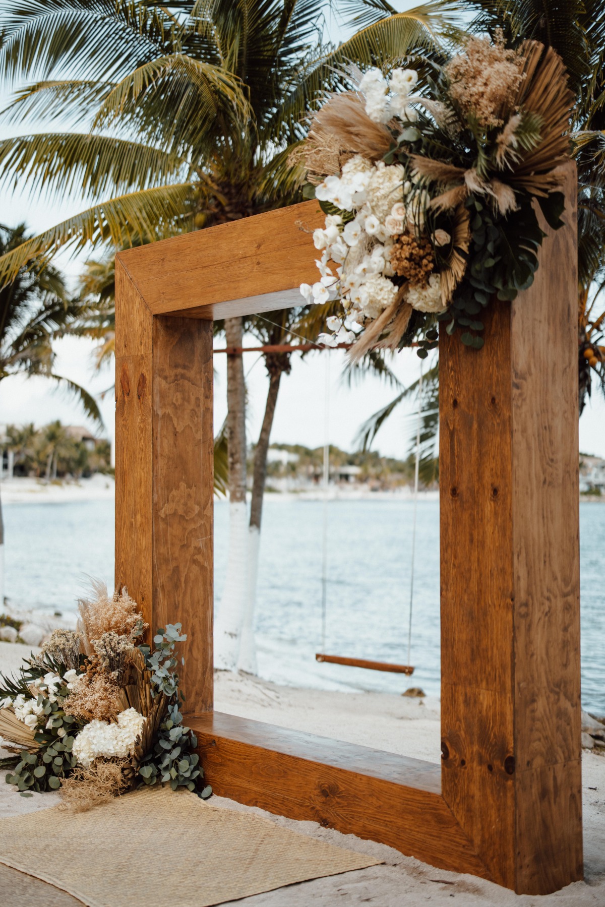 wood arch for beach wedding in Mexico