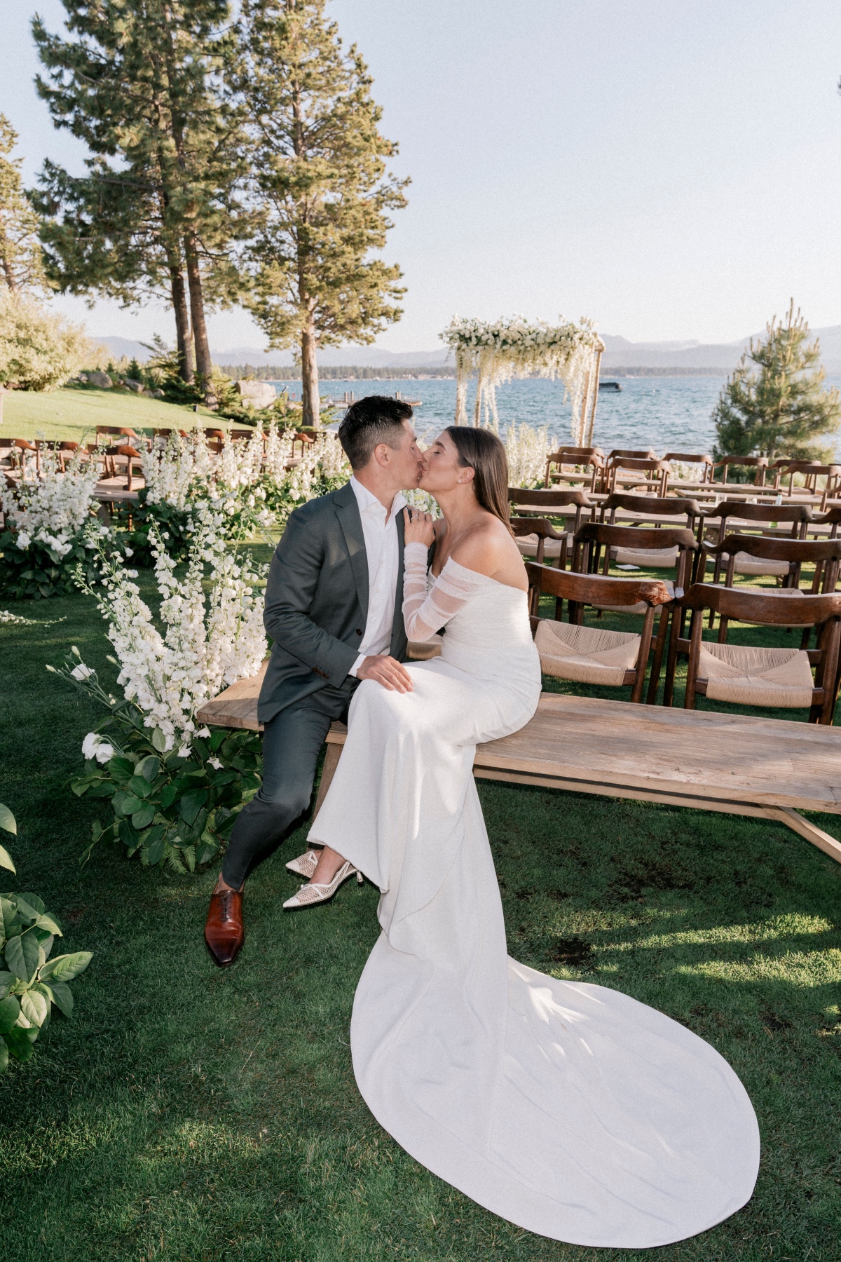 Kiss at Lake Tahoe ceremony 
