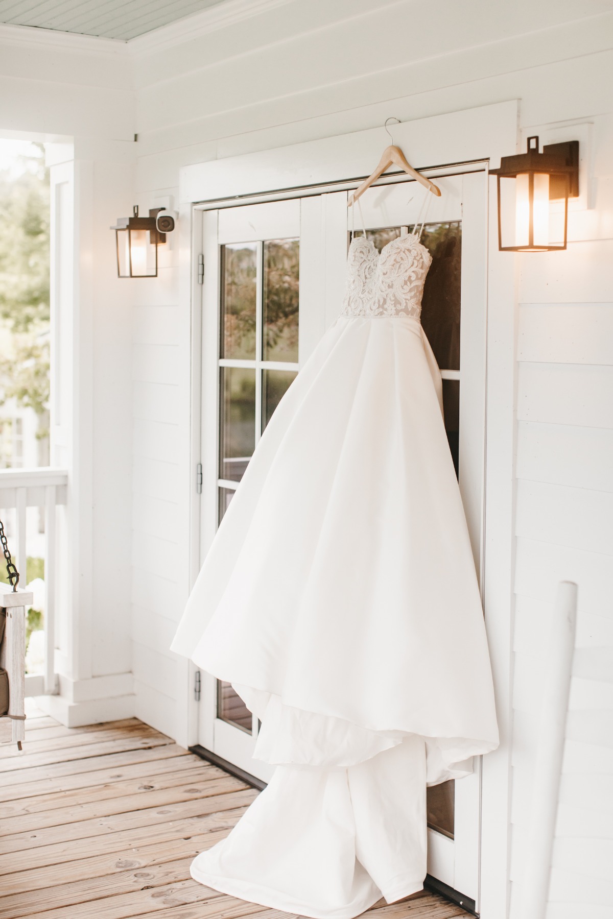 white ballgown with lace bodice