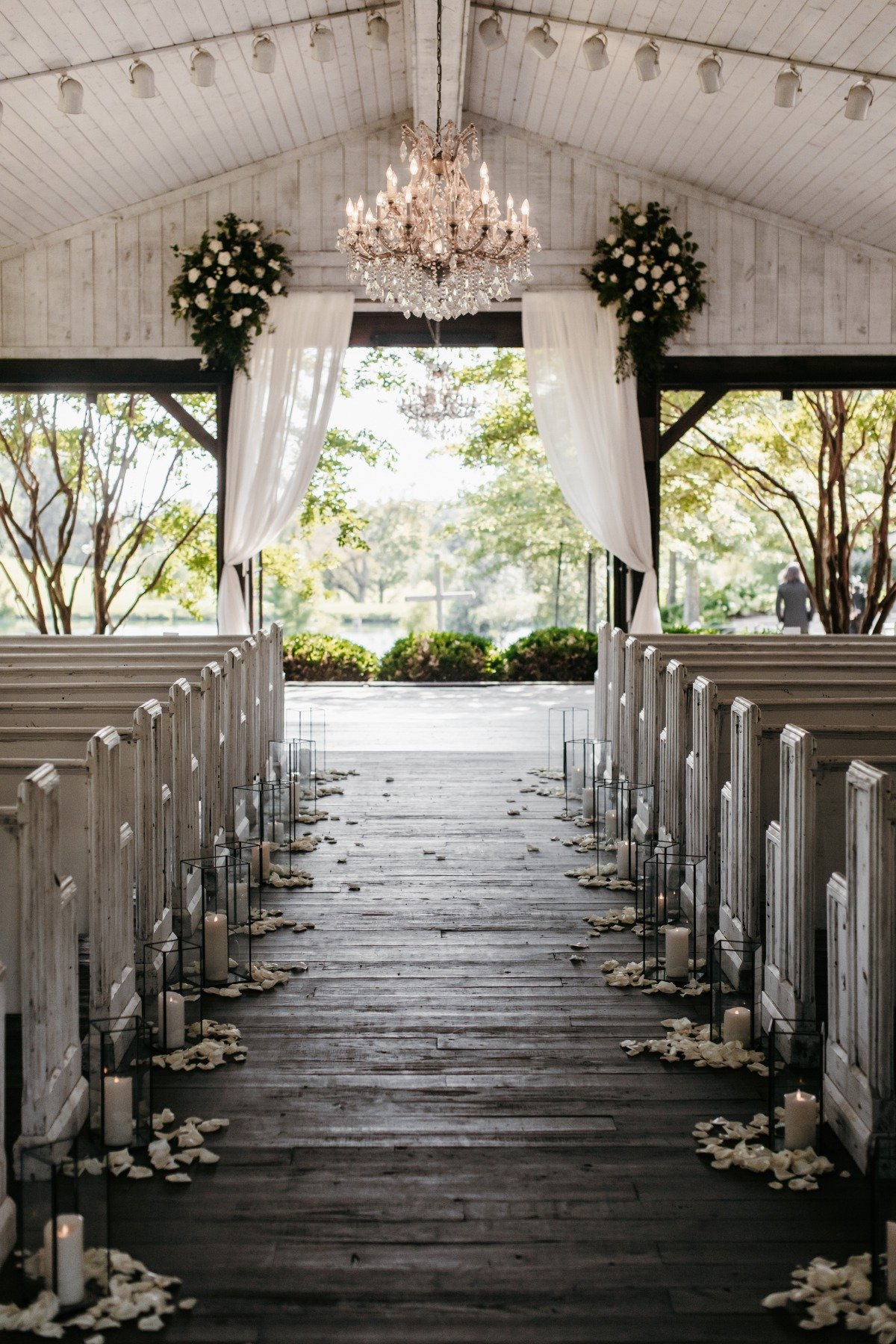 white chapel wedding ceremony