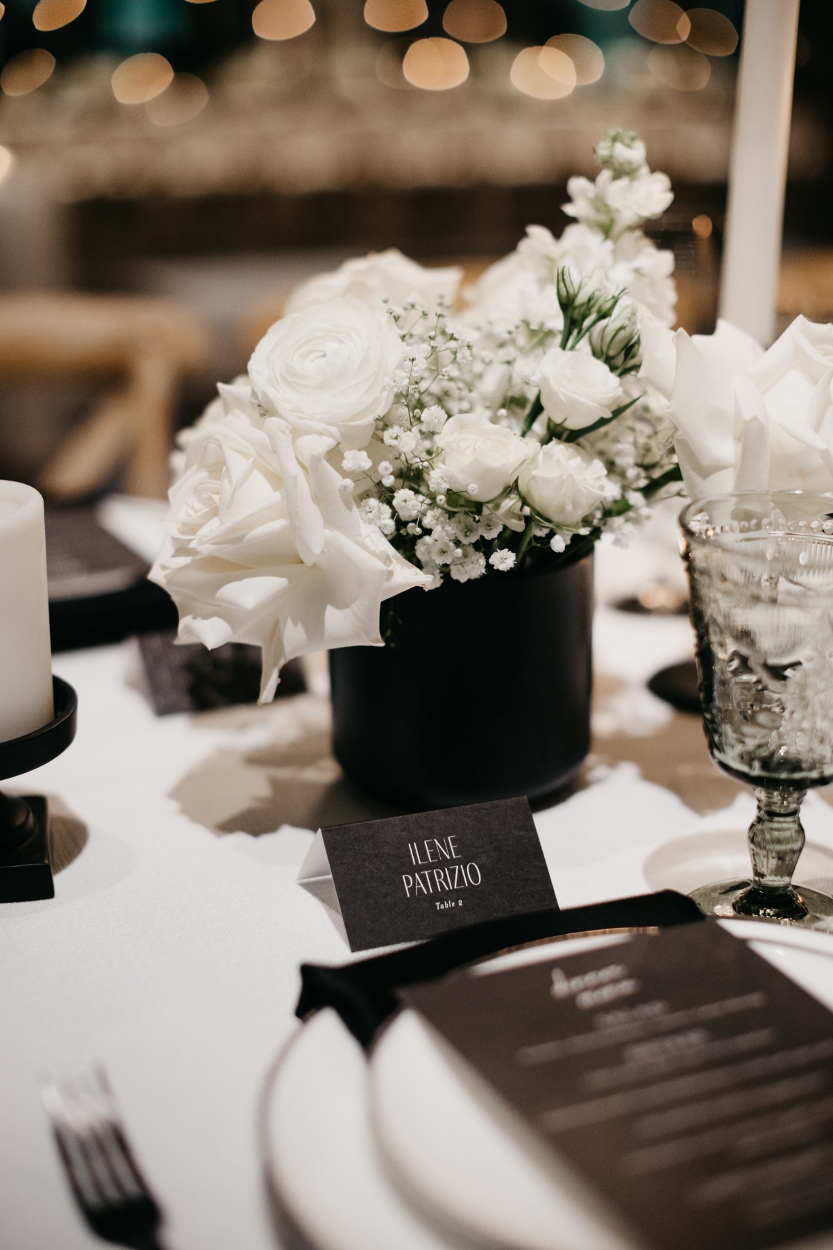 black and white escort cards