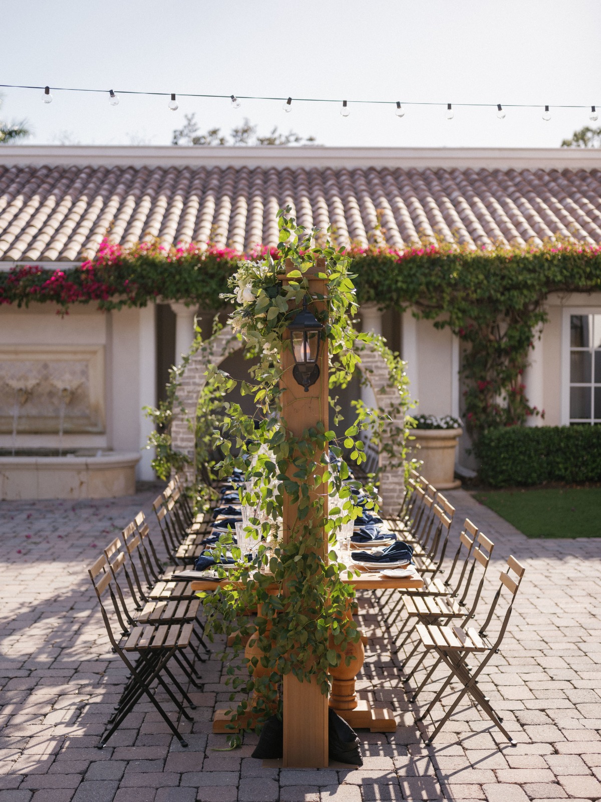 outdoor reception with rustic vine decor