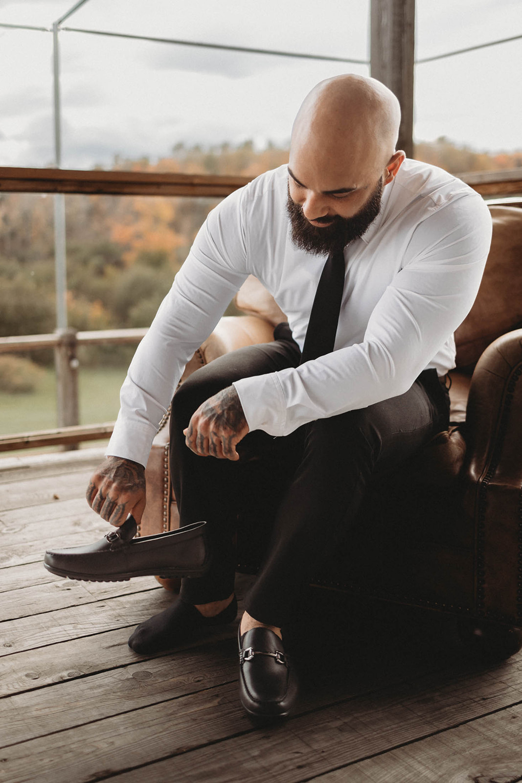 Timeless groom attire with loafers