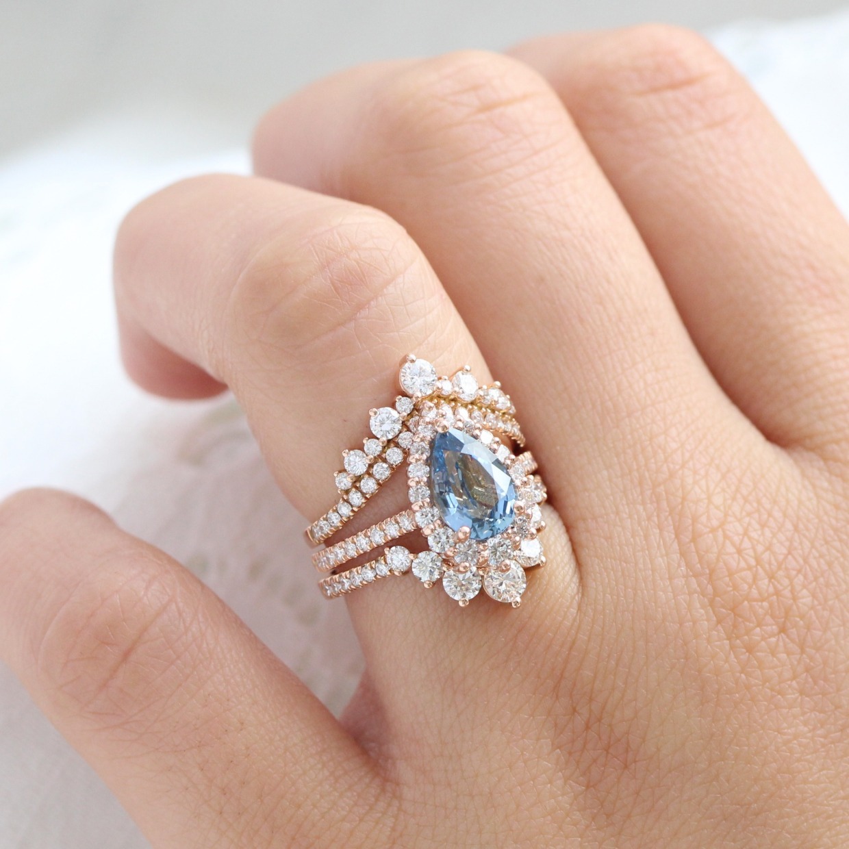 La More Design Aqua Blue Sapphire Ring Stack