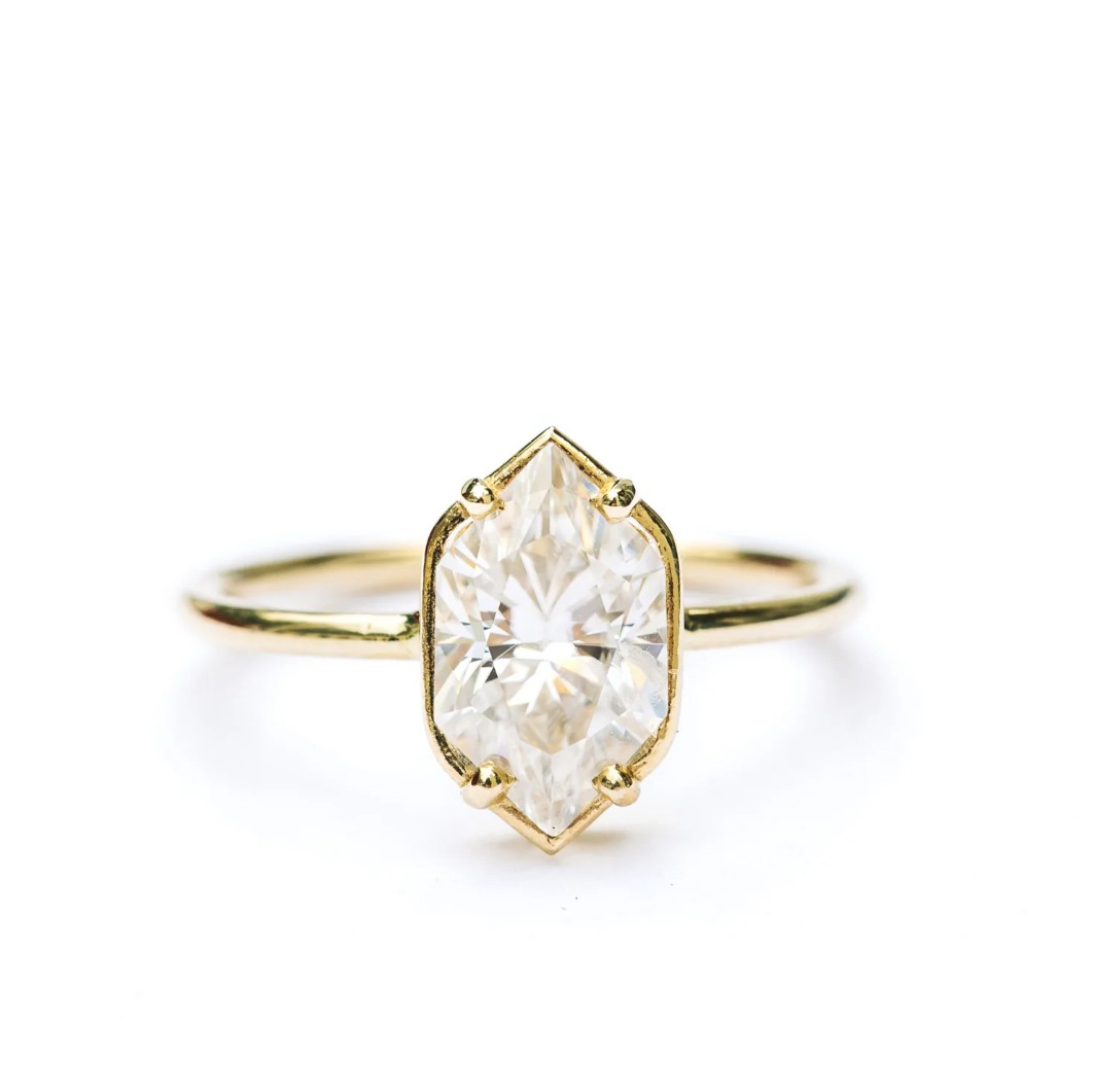 Melissa Tyson Designs geometric gold engagement ring 