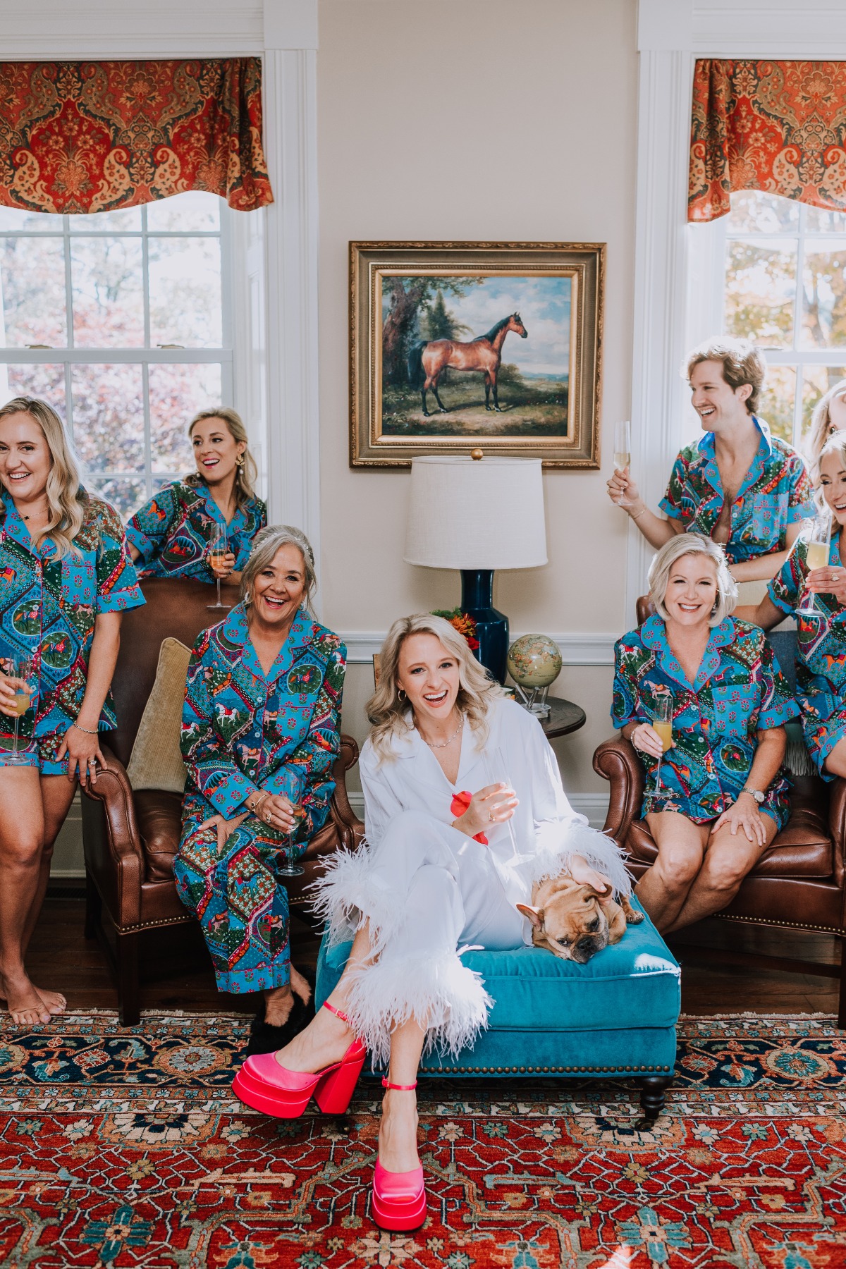 Blue print bridal party pajamas