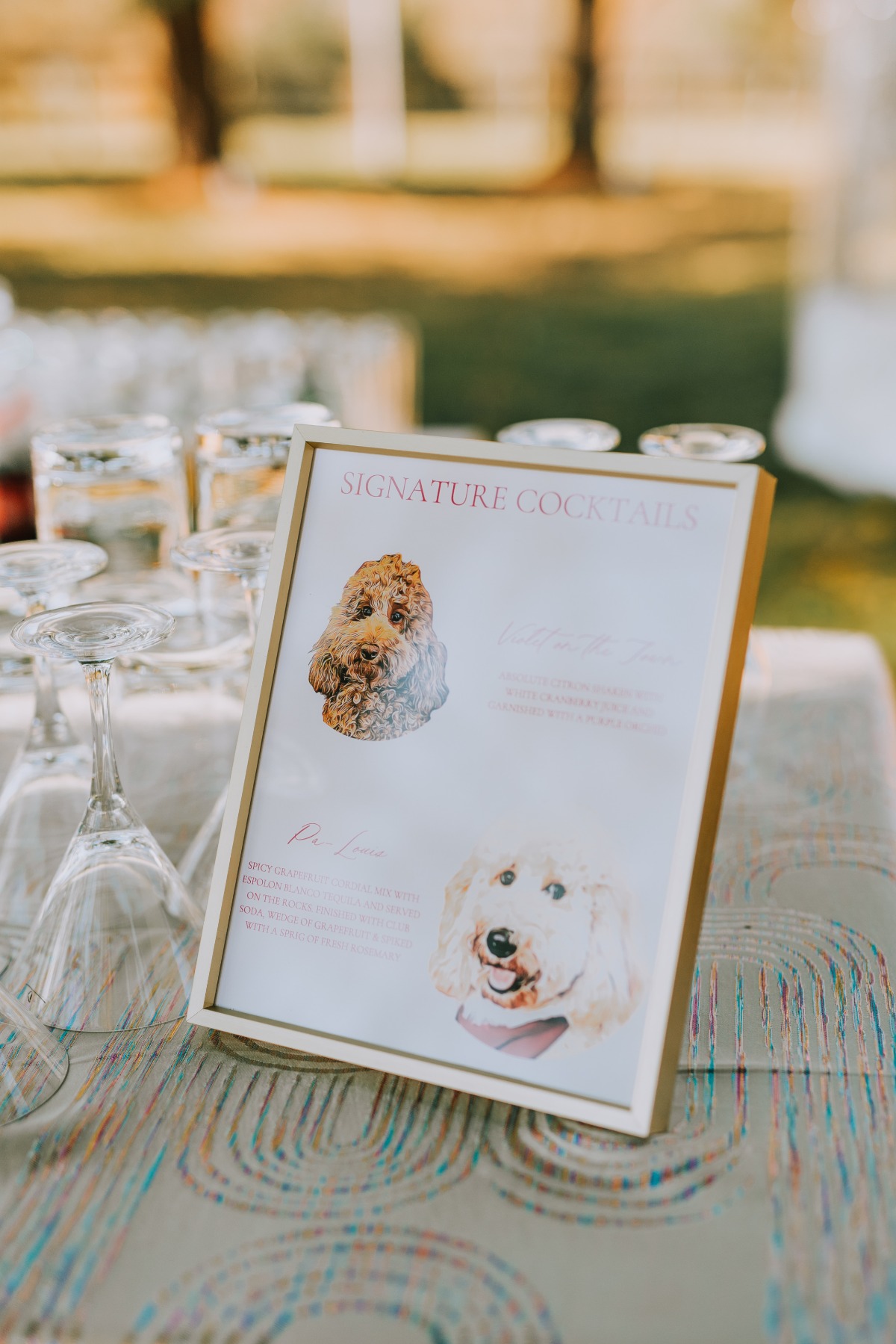 Dog themed wedding cocktails 
