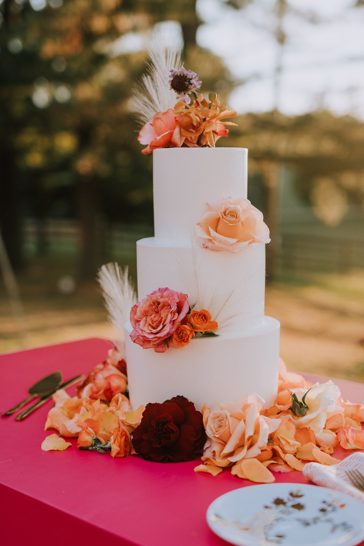 Vibrant floral wedding cake 
