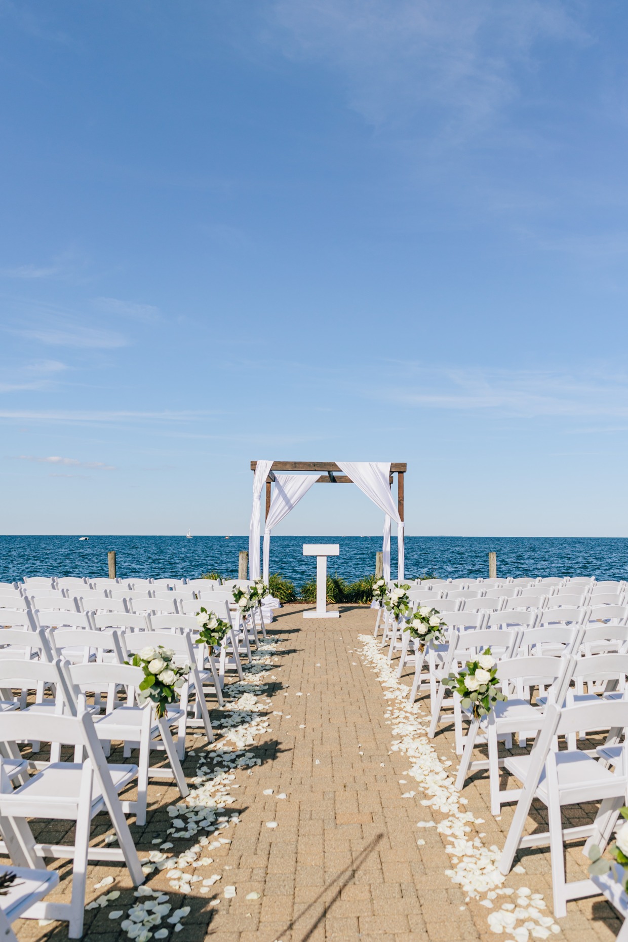 Infinity and Ovation Yacht Charters dockside wedding ceremony