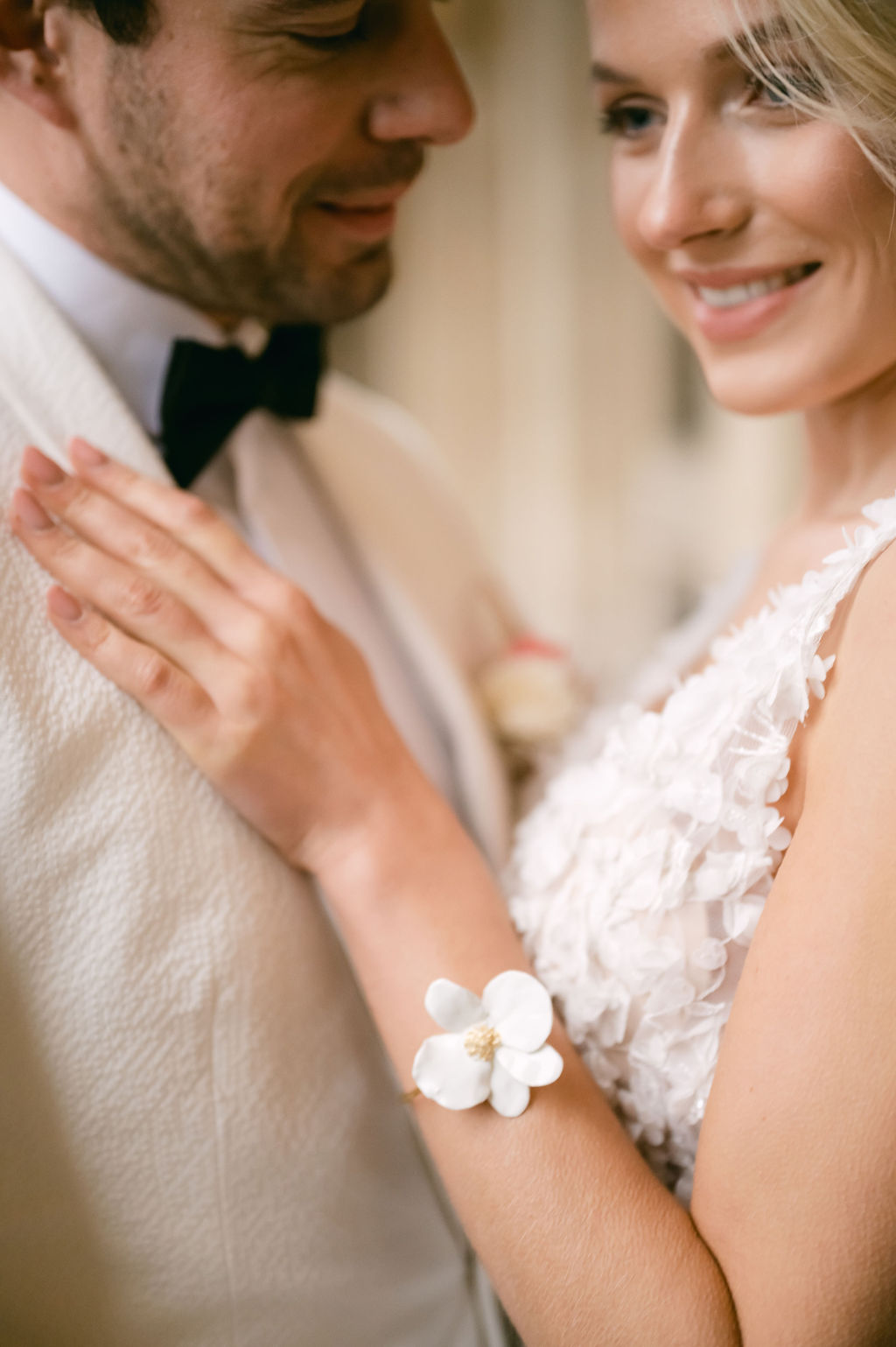 Floral bracelet to match floral wedding dress