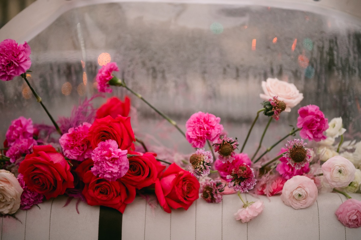 Modern pink wedding florals 