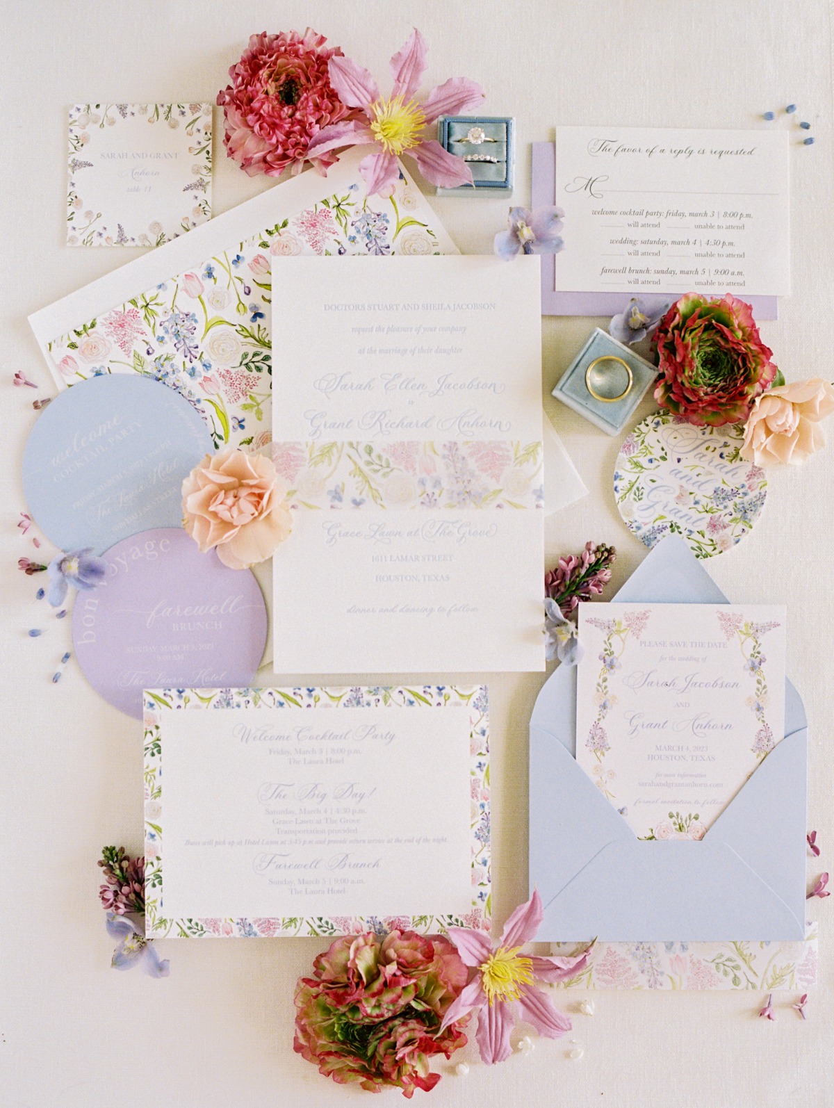botanical wedding invitation suite