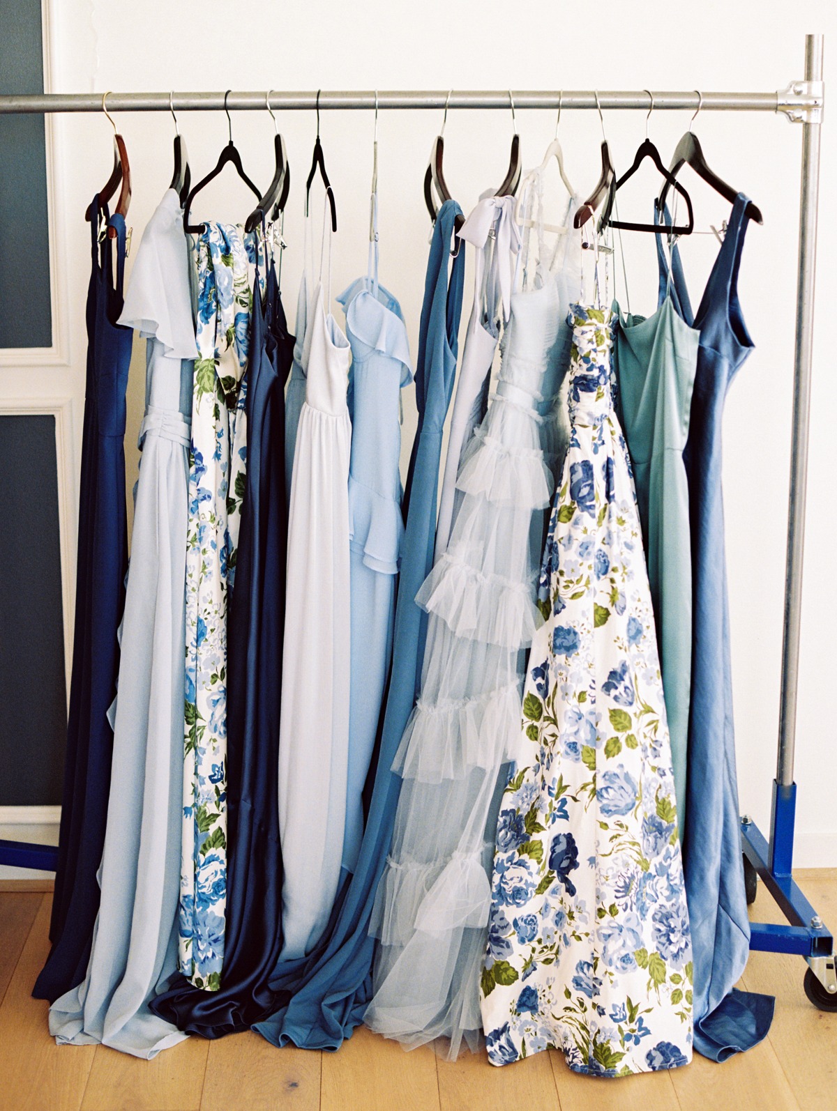blue mix and match bridesmaid dresses
