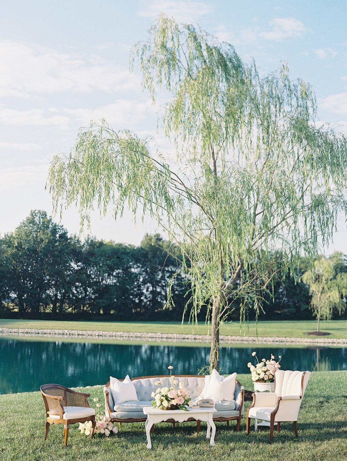 vintage inspired outdoor lounge for wedding