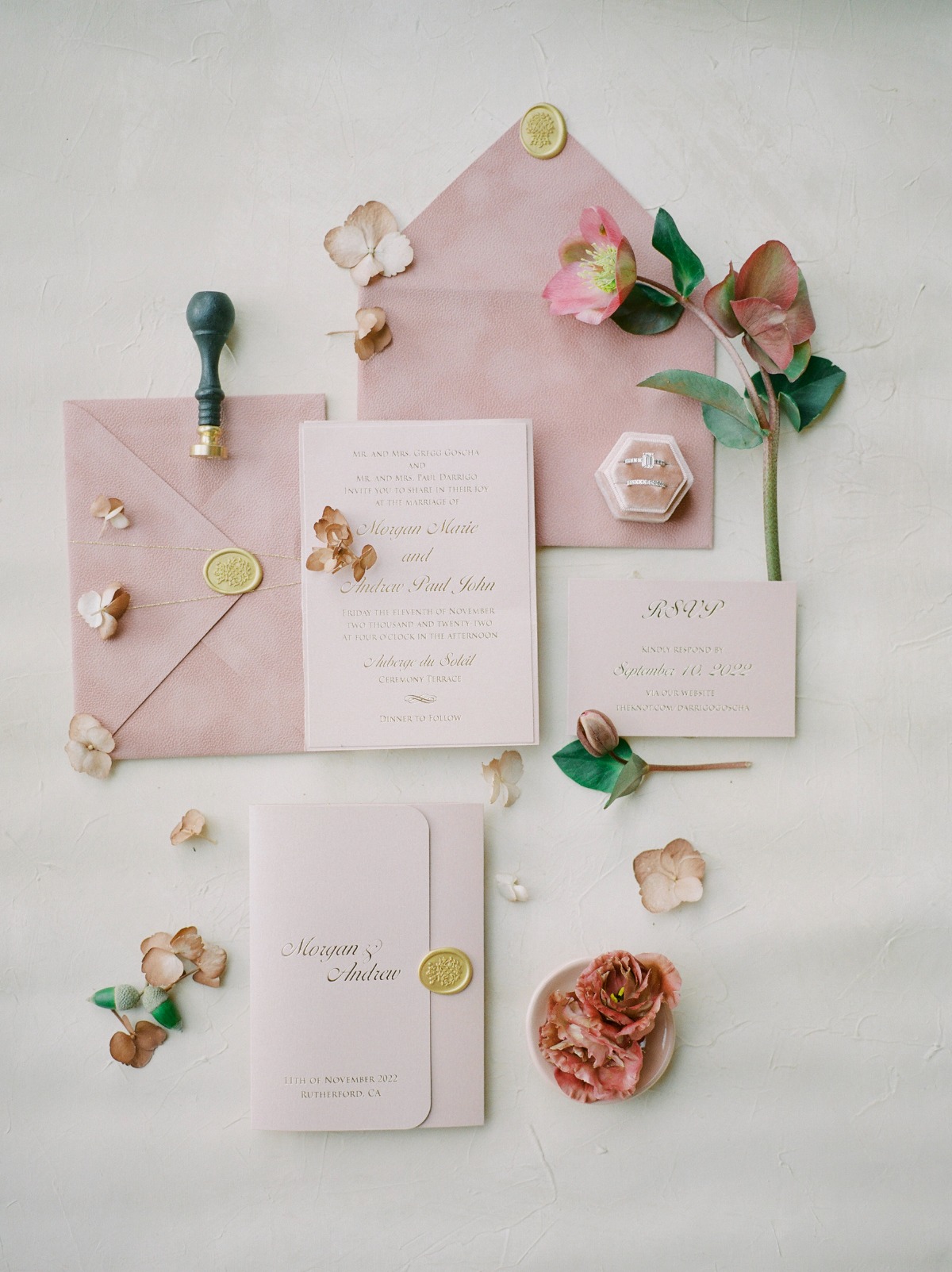 dusty rose wedding invitations