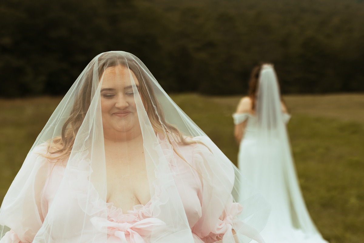 first look with two brides