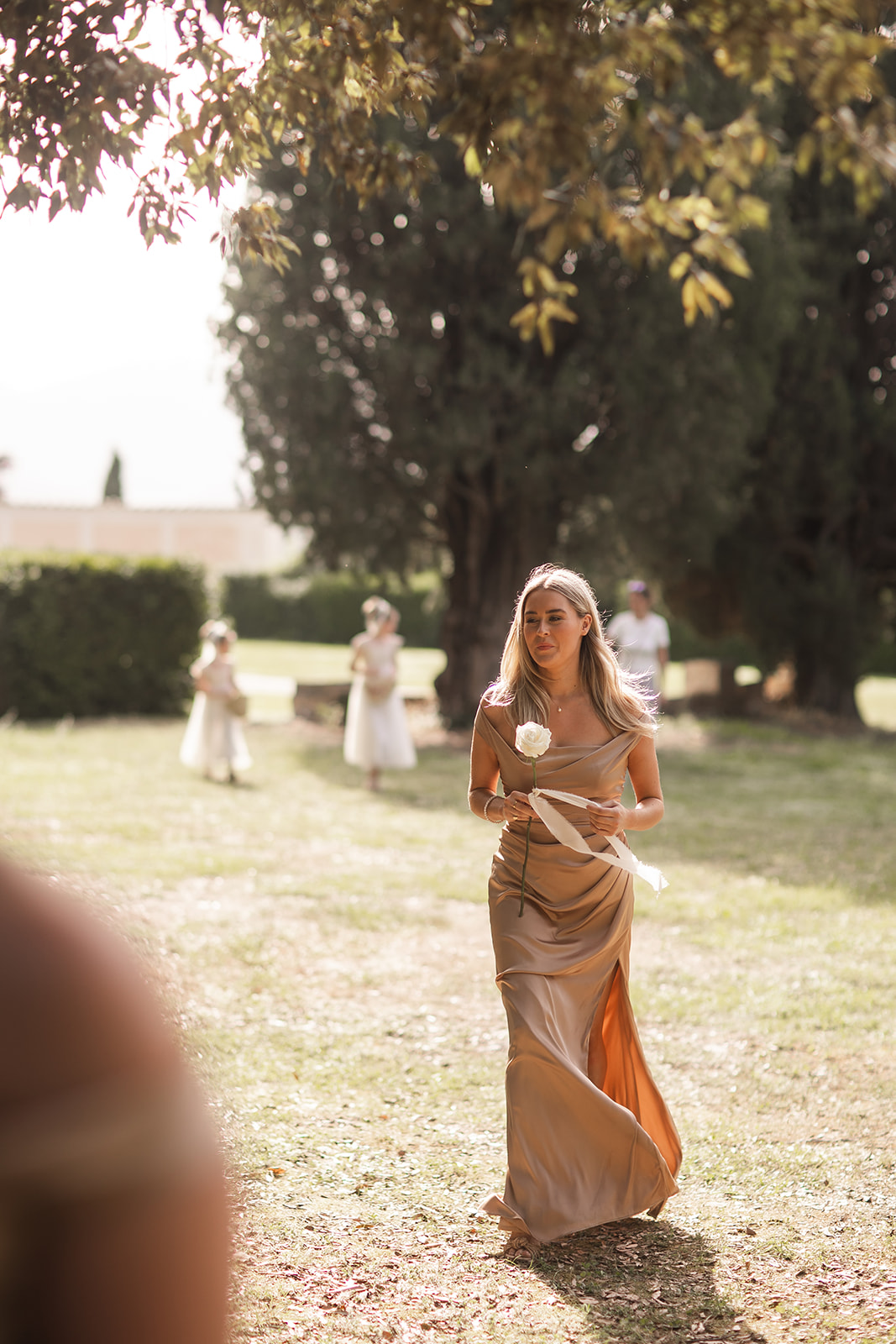 off the shoulder bridesmaid dress