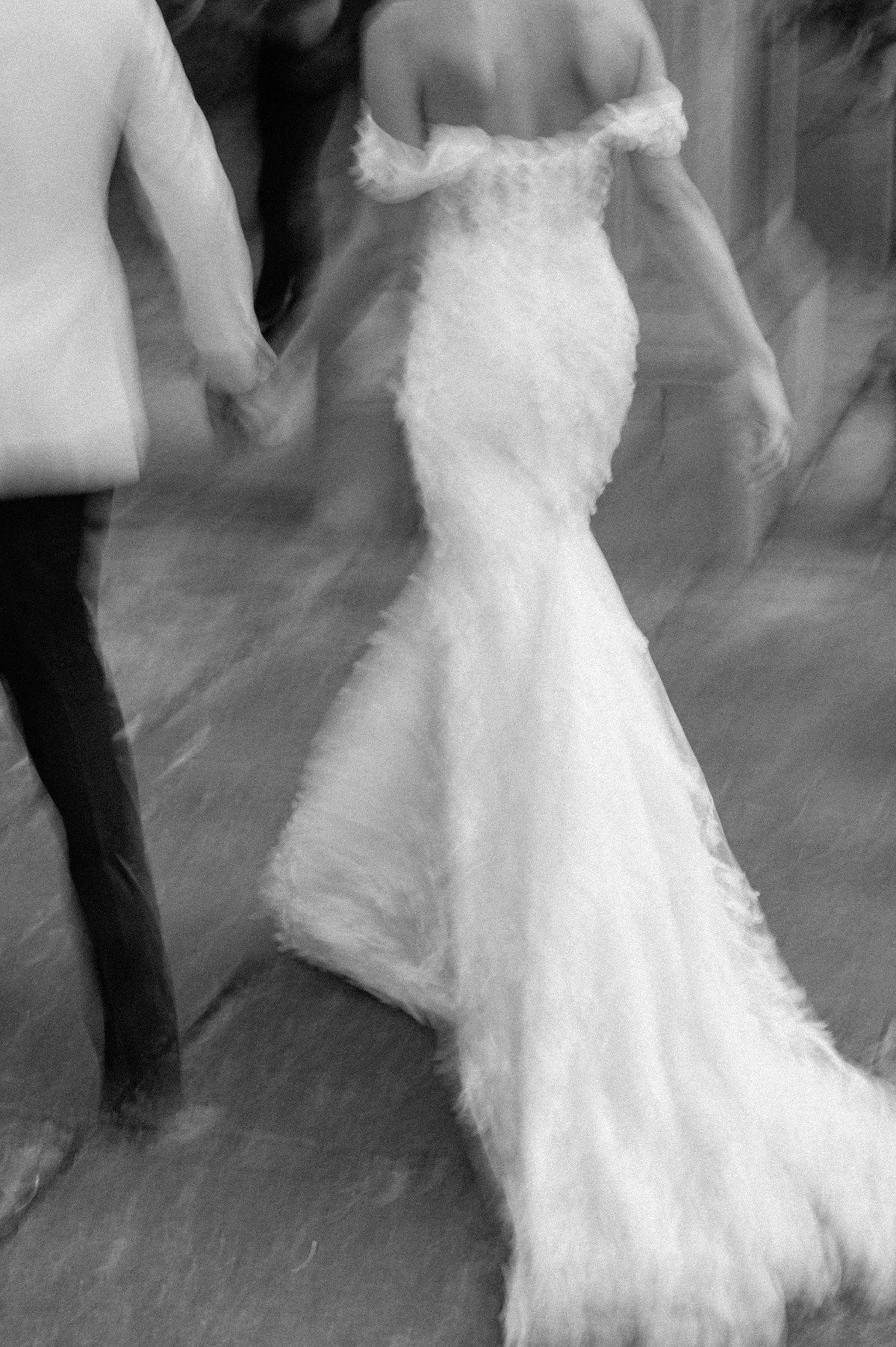 Black and white blurry film wedding photos 