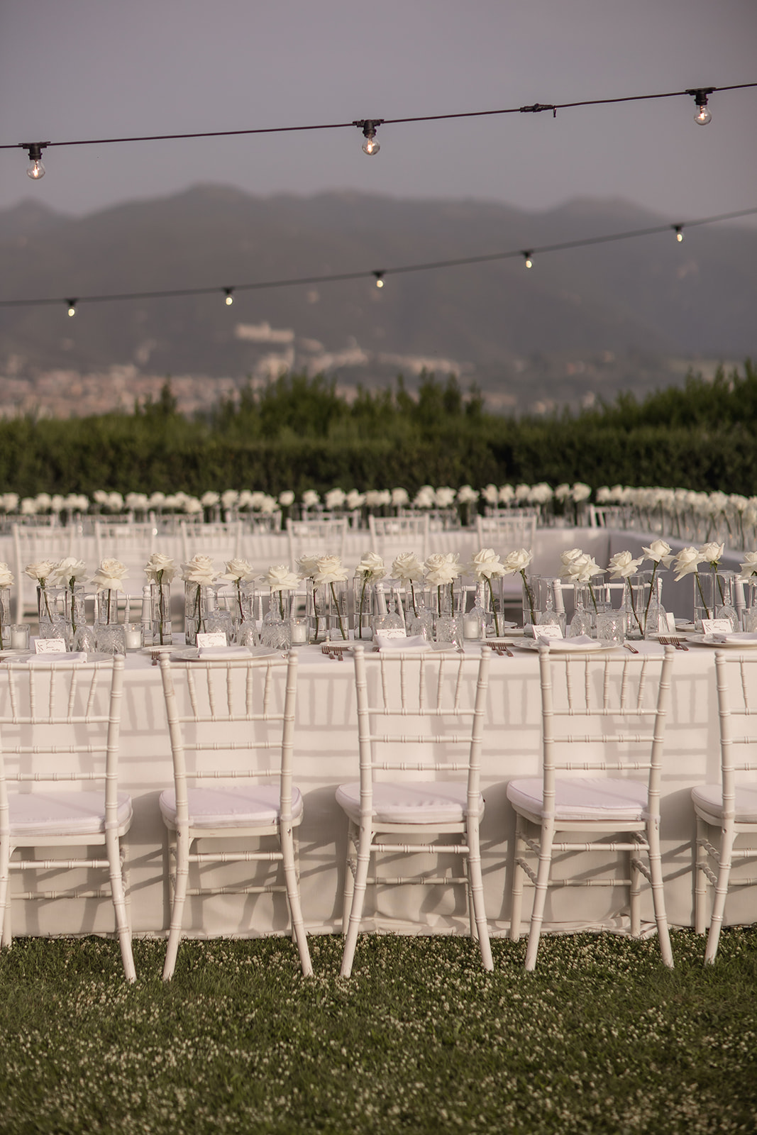 all-white wedding table decor
