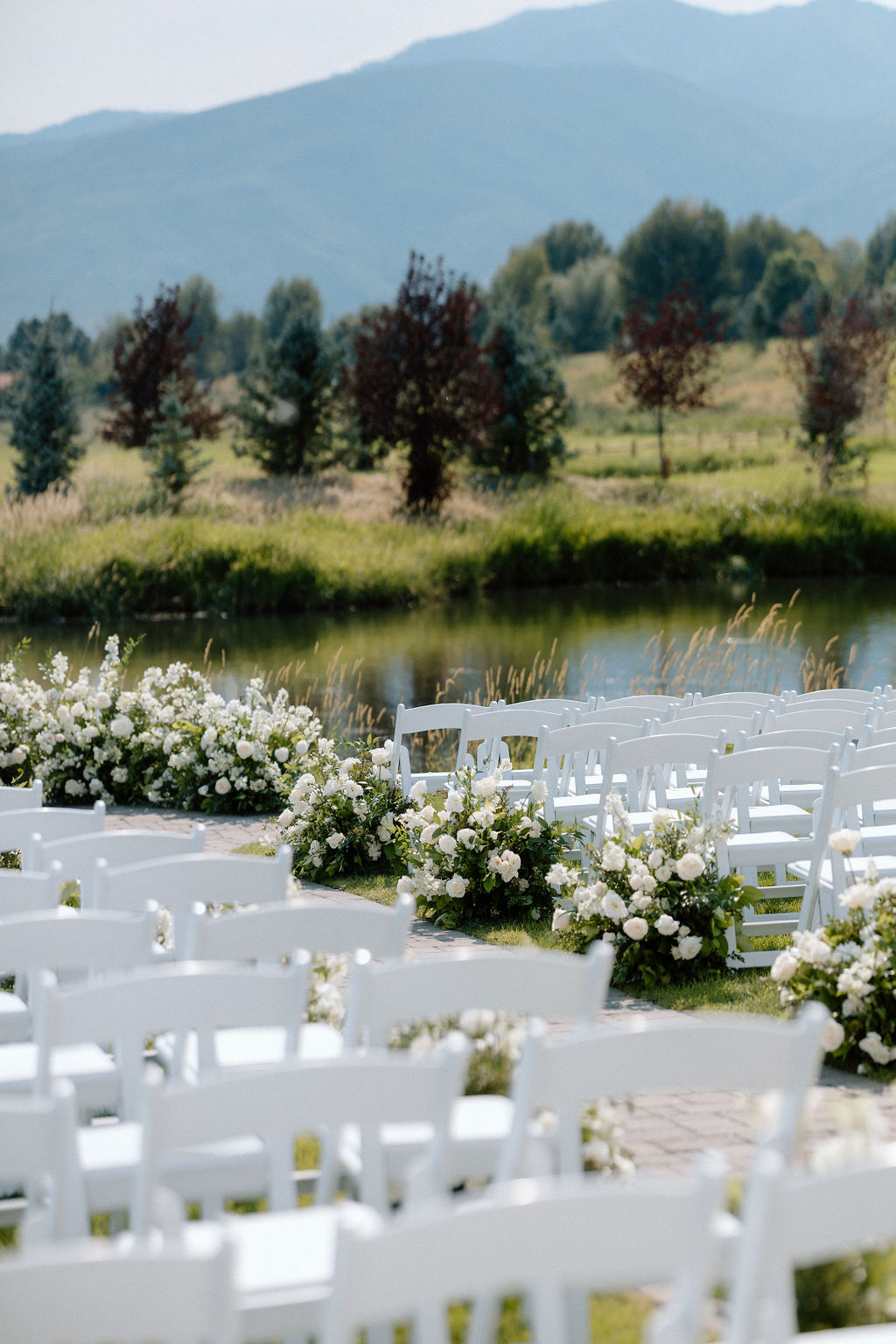 wedding with a lake view