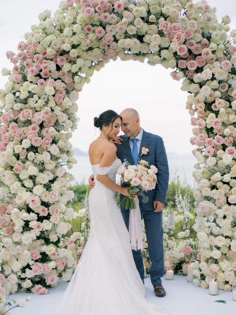 A sea of roses framed this romantic Phuket resort wedding 