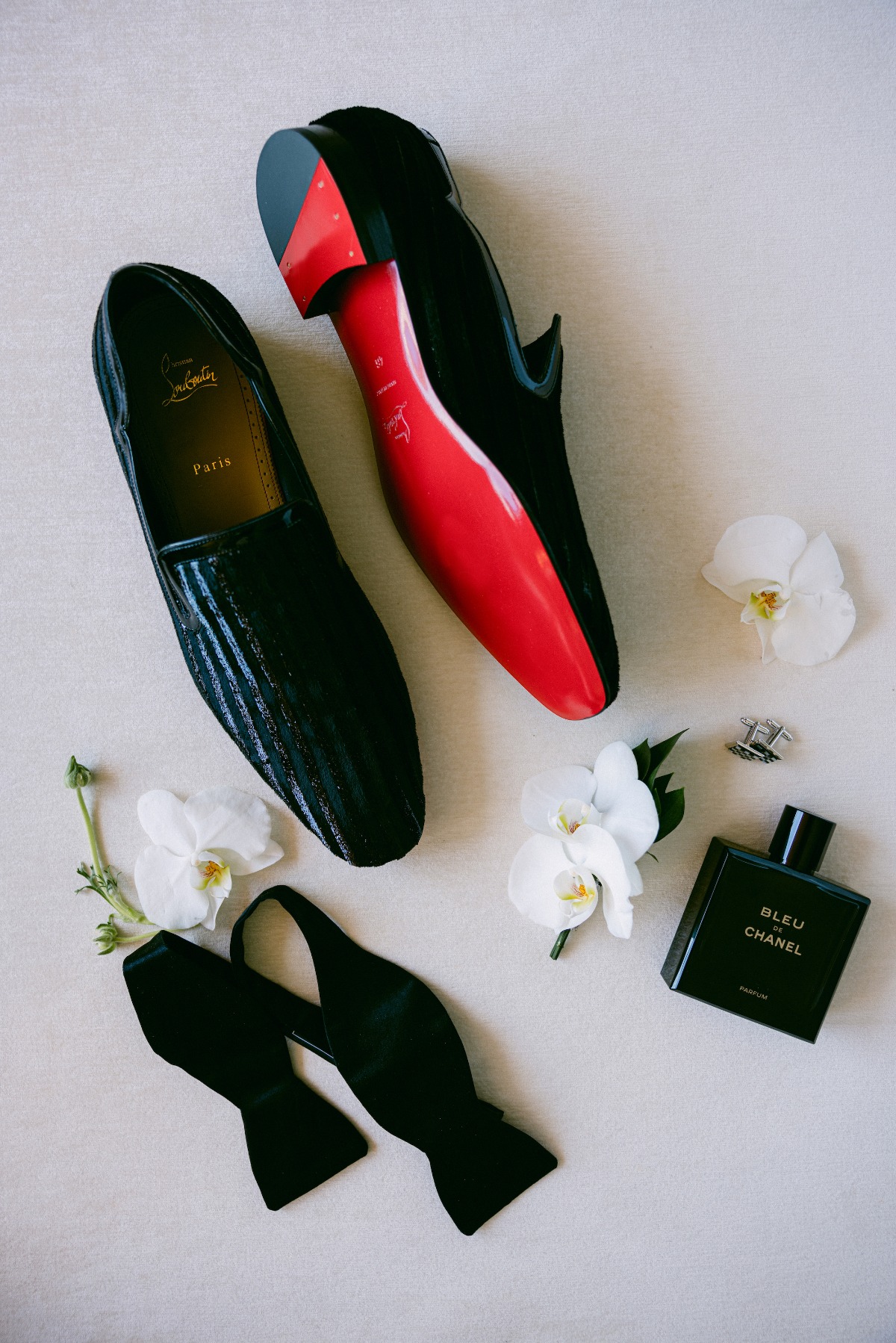 Luxury groom shoes and cologne 