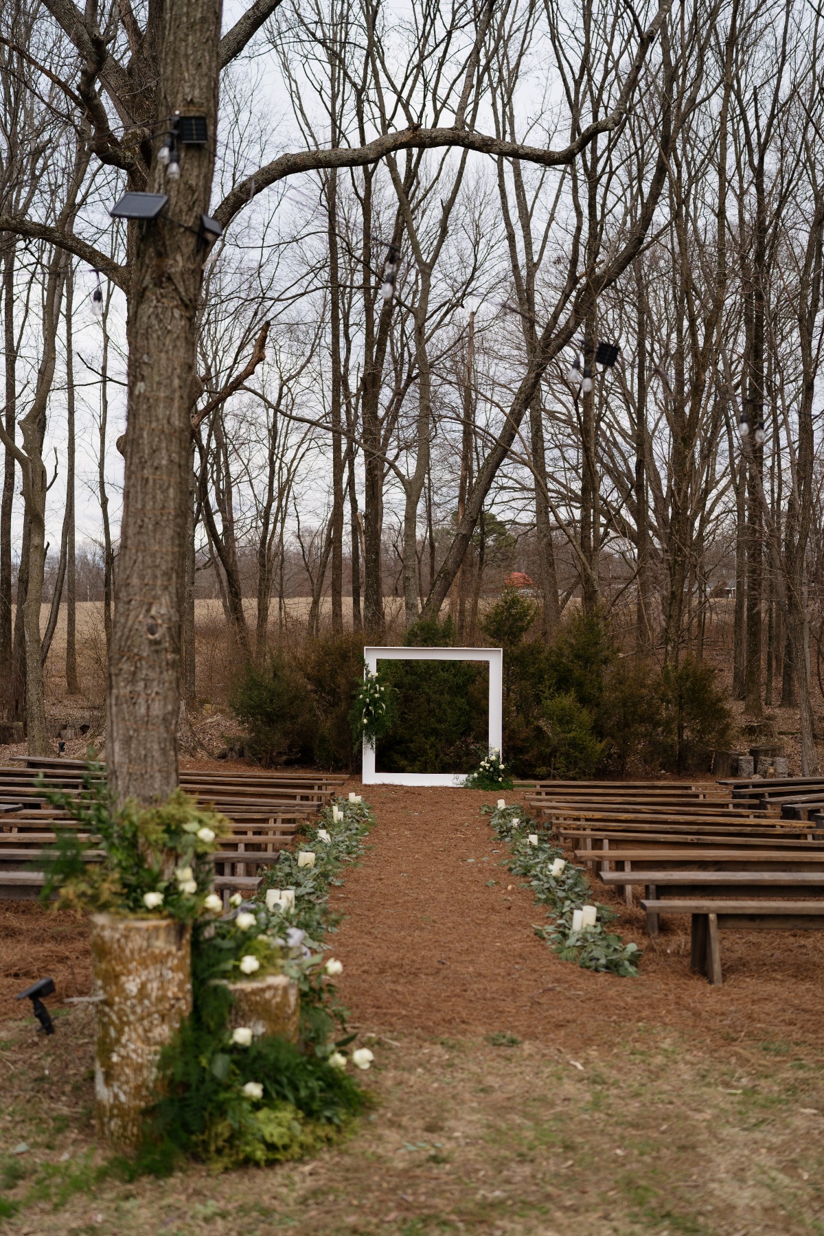 minimalist outdoor winter wedding ceremony