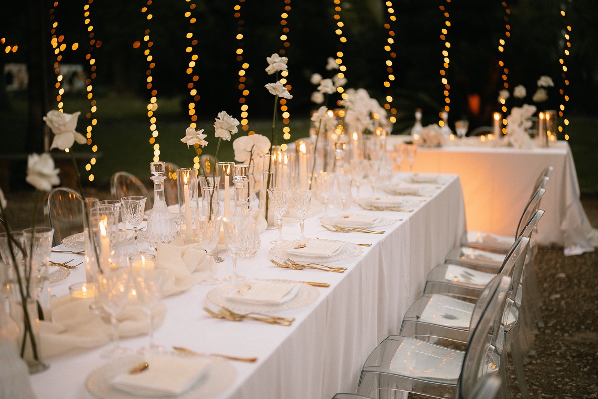 Gold and white wedding reception 