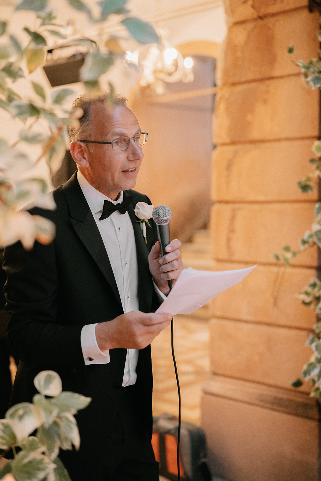 Father giving wedding speech 