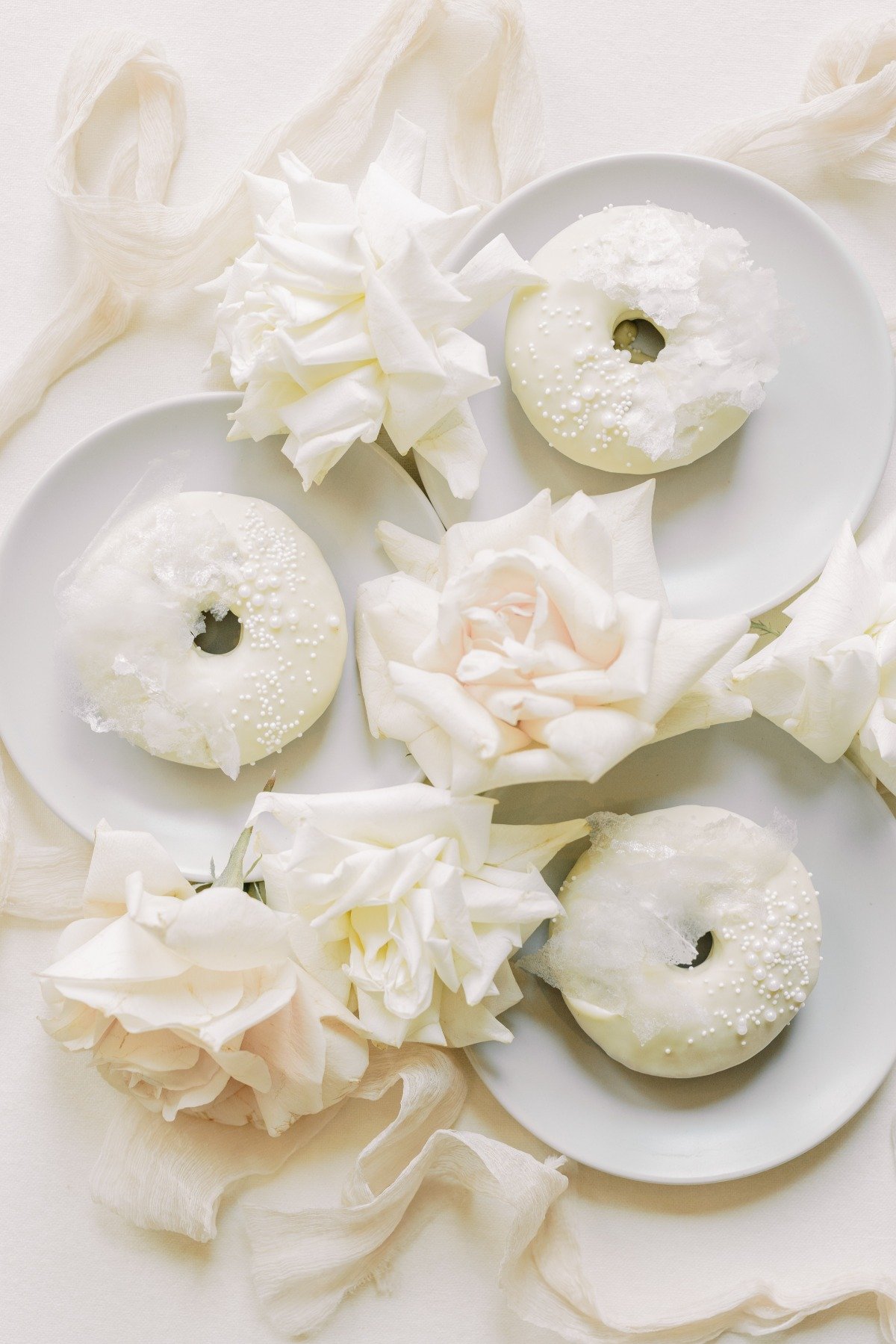White donuts for wedding dessert table 