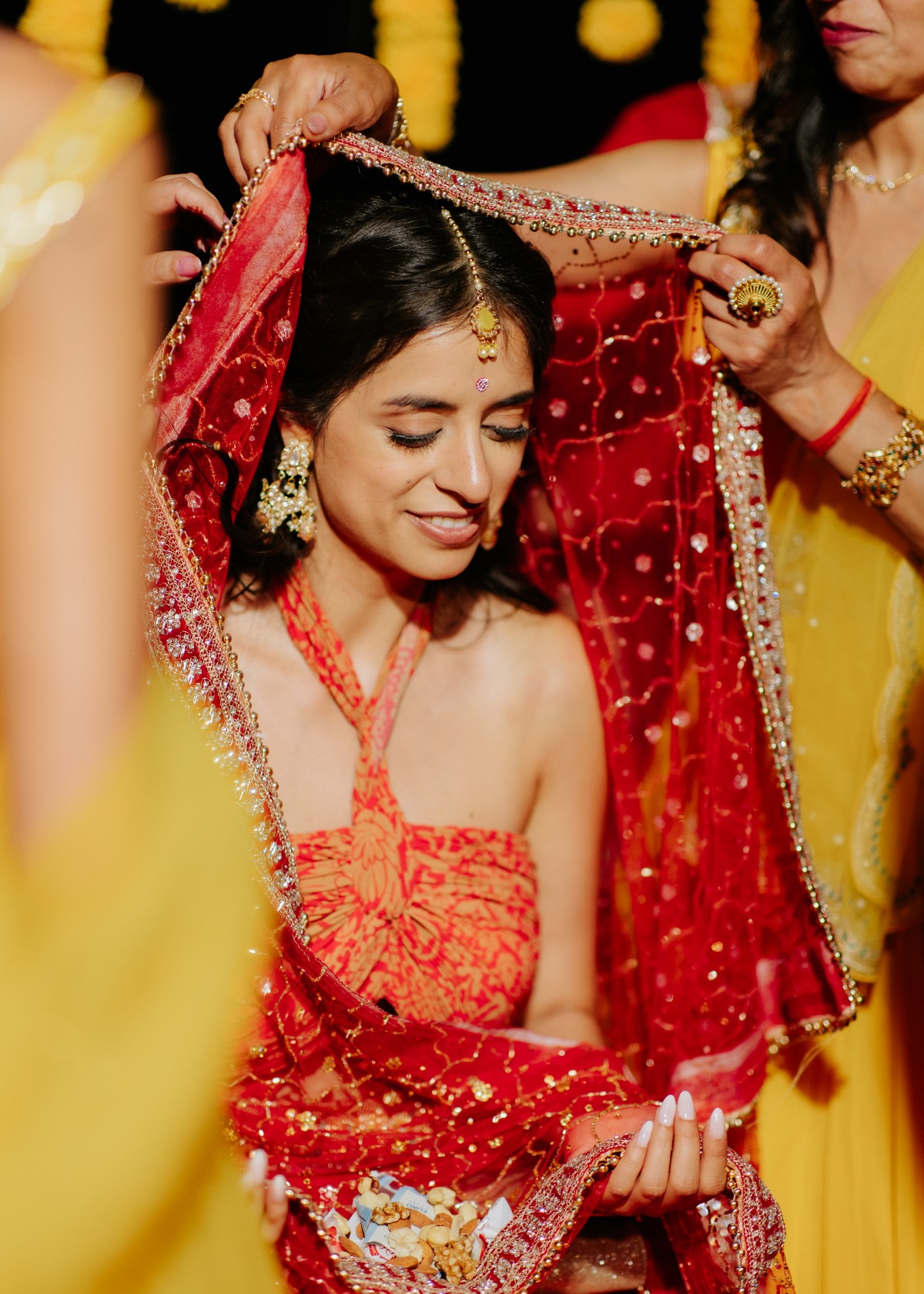 red Hindu wedding veil