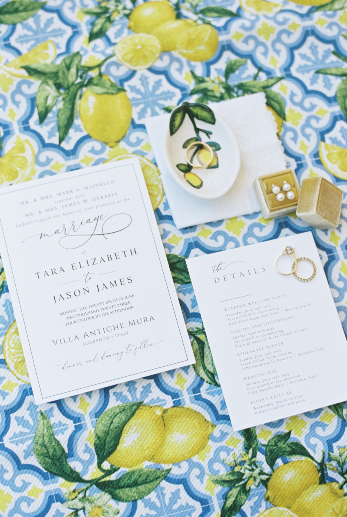 Citrus inspired wedding invitations 