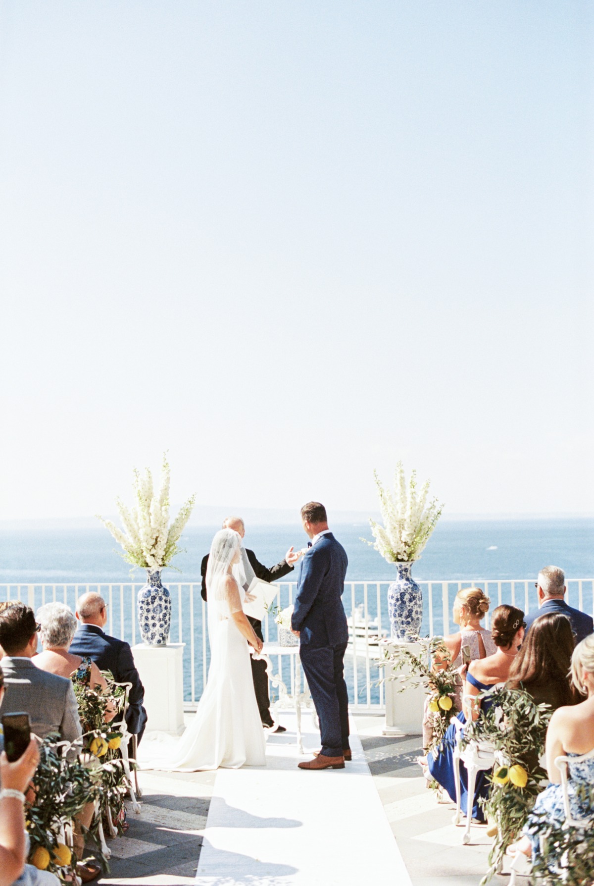Dreamy ocean Italian wedding ceremony 