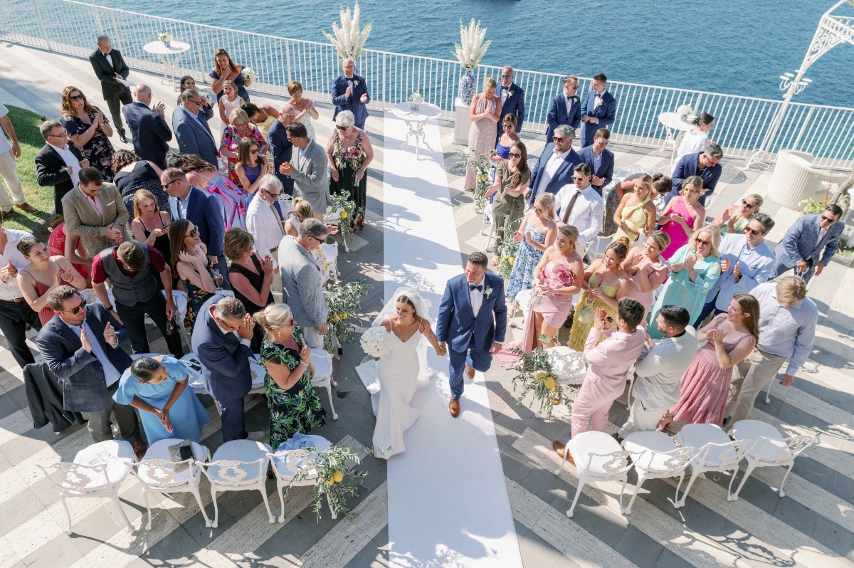 Beautiful wedding recessional in Italy