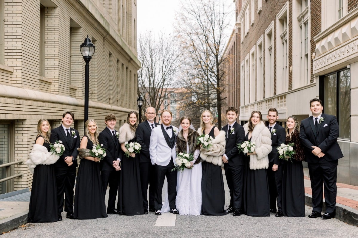 Timeless winter bridal party 