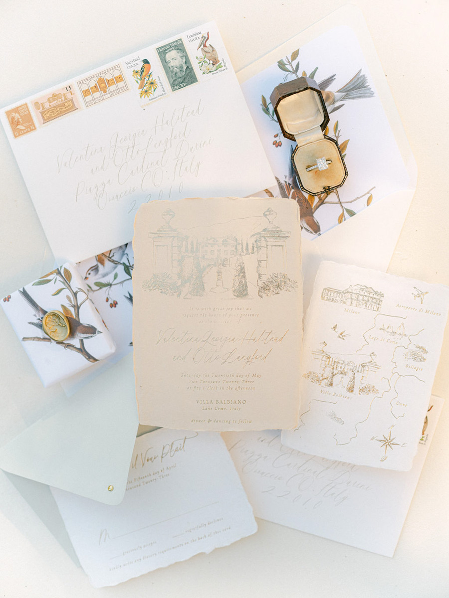 Vintage bird wedding invitations 