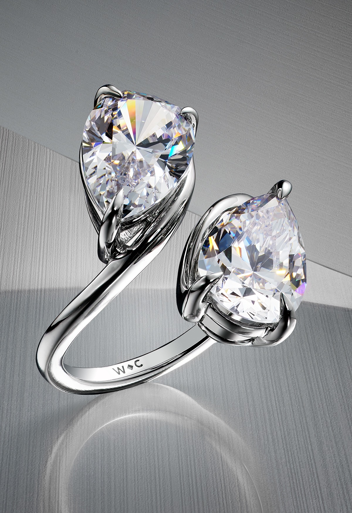 toi et moi pear shaped diamond engagement ring from With Clarity