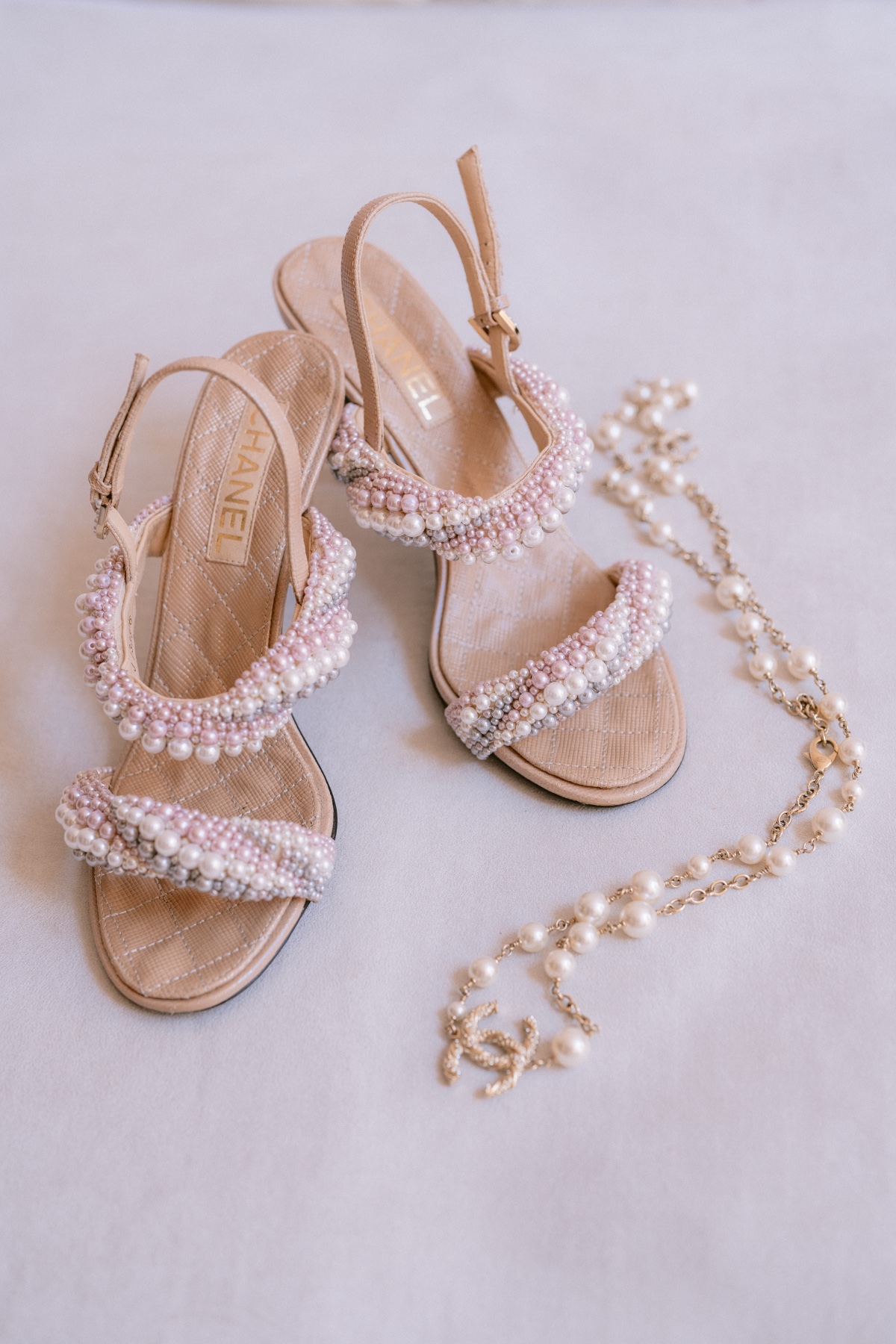 light pink pearl sandals