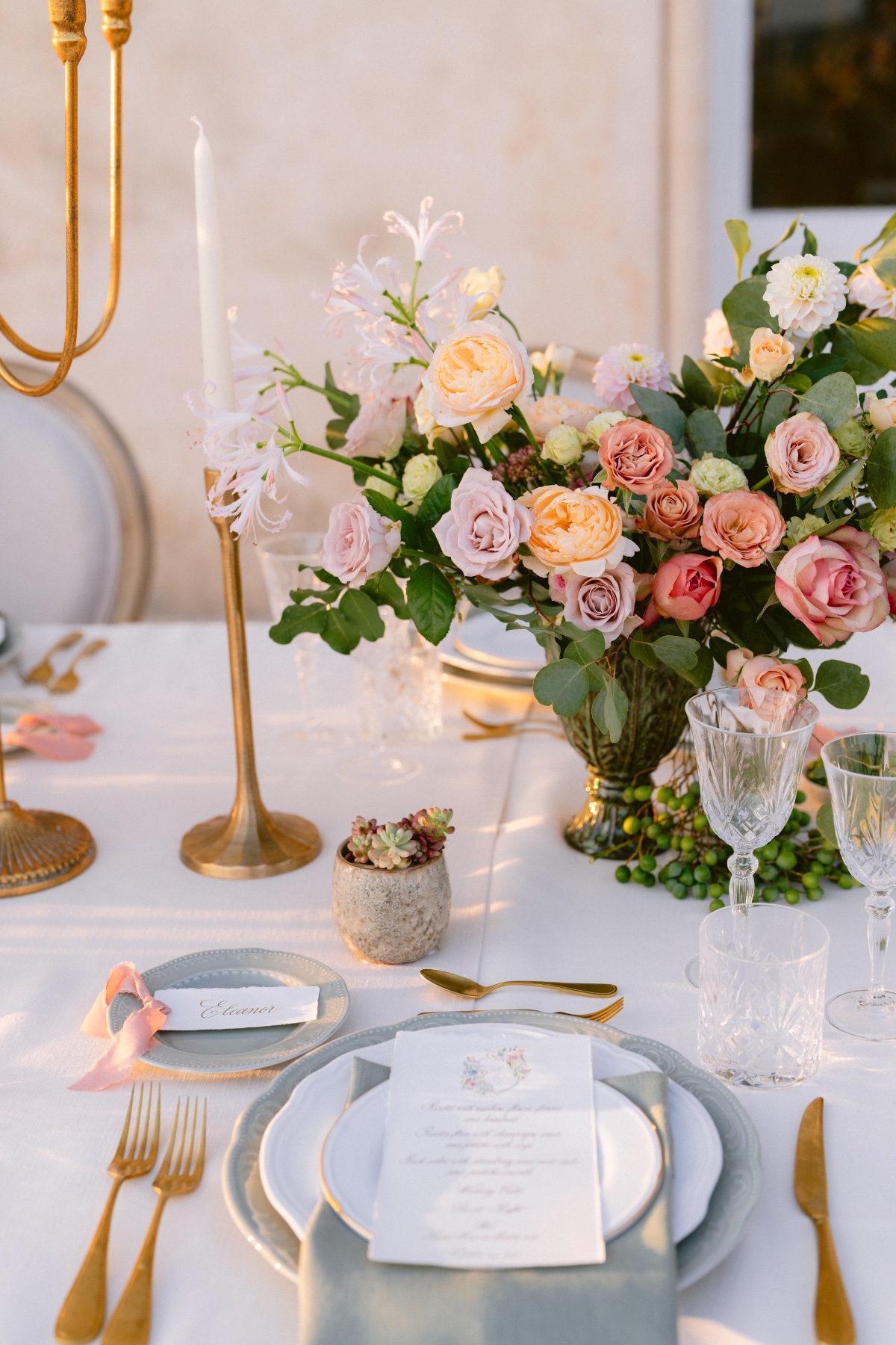 sunset-inspired centerpieces