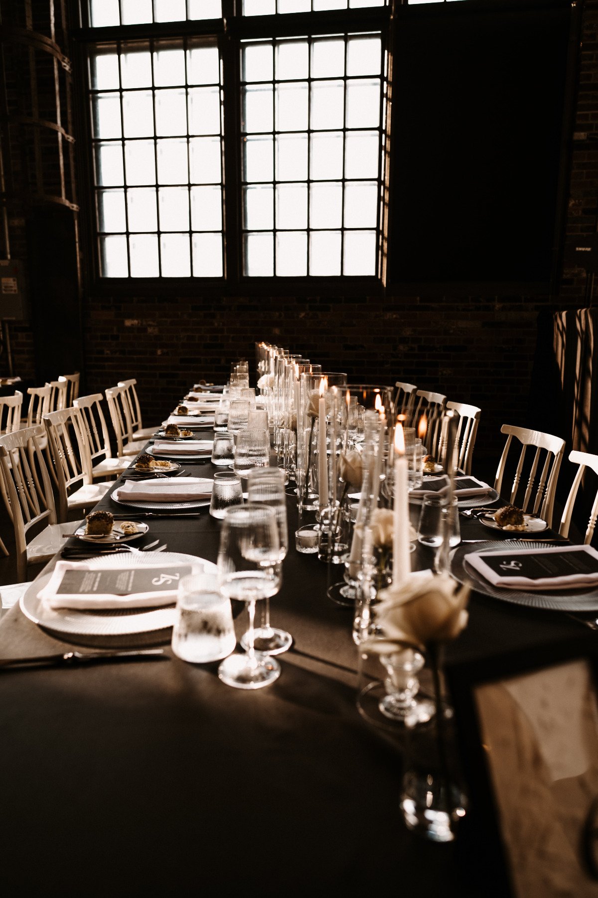 industrial black and white wedding