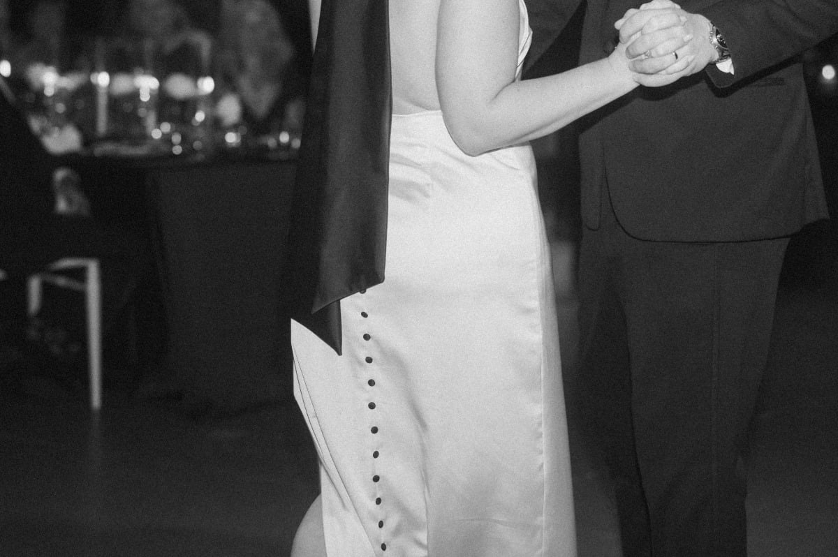 black and white wedding gown