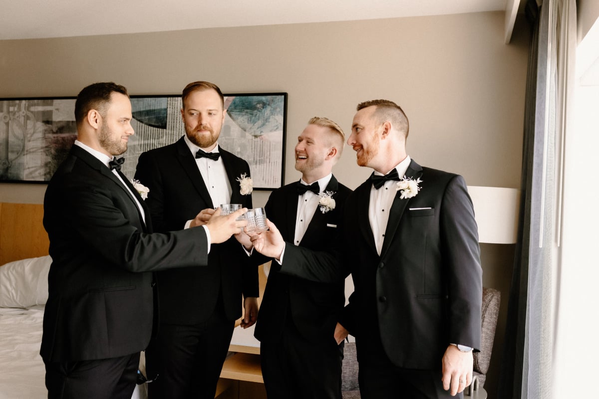 groomsmen at black tie wedding 