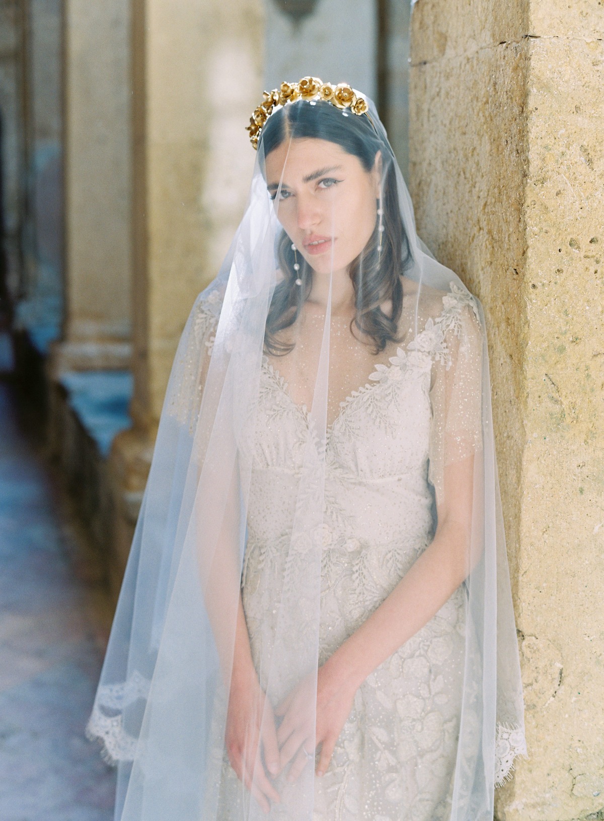 Dreamy Italian bride in ethereal Claire Pettibone wedding dress