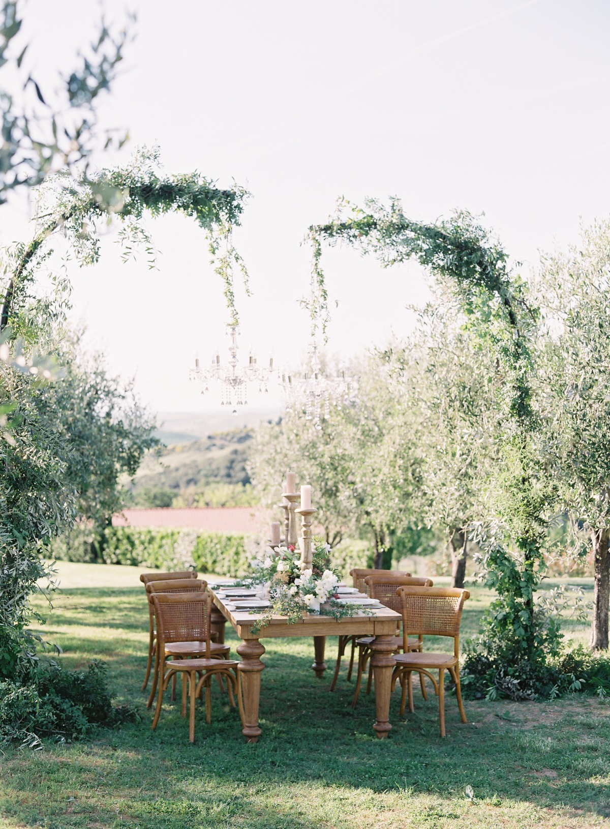 Dreamy rustic Italian olive vineyard wedding reception 