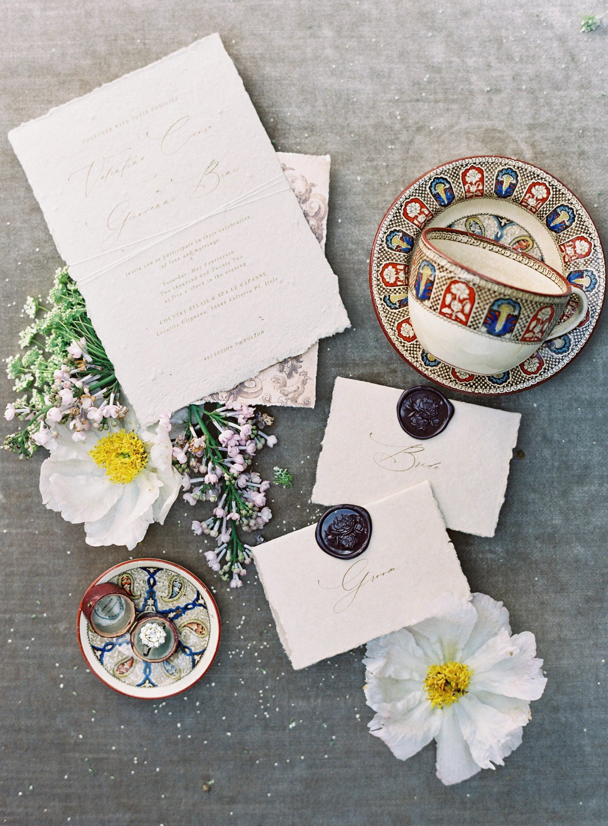 Vintage inspired elegant Italian wedding invitations