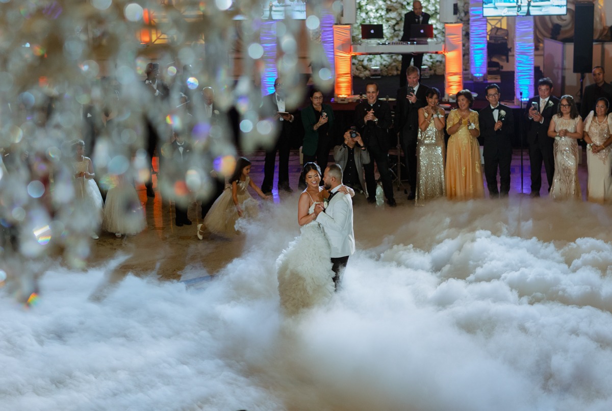 first dance with fog covered dance floor