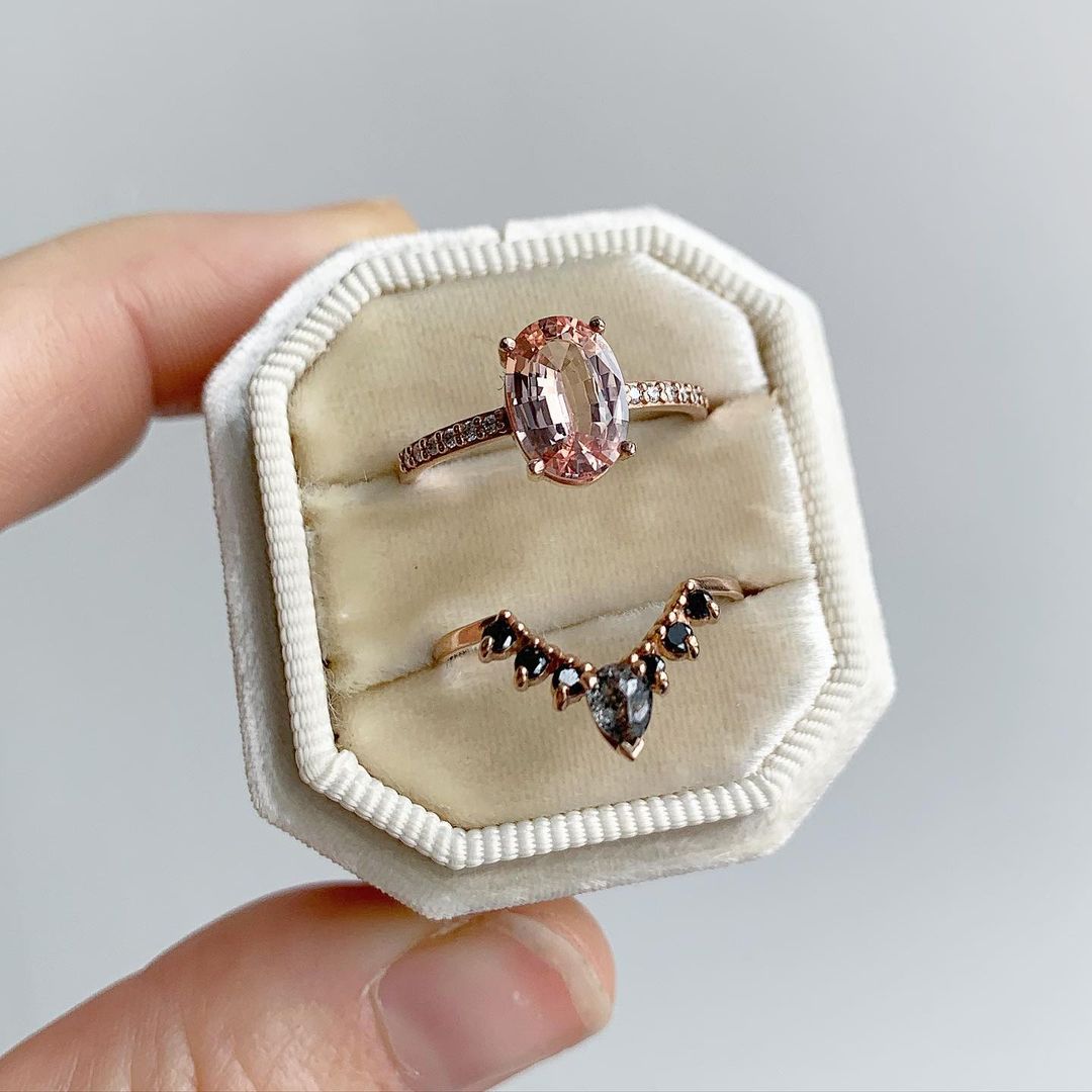 Padparadscha sapphire engagement ring 